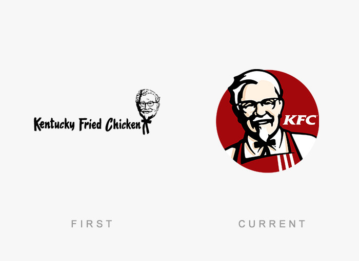 KFC cũng ướng tới logo ngắn gọn và màu mè hơn.
