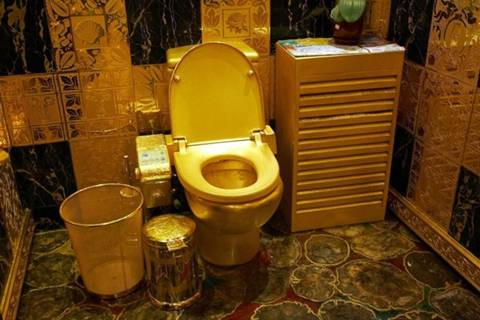Tập đoàn Hangfung của Hong Kong từng sáng chế ra chiếc bồn cầu siêu đắt 2,5 triệu USD. Sở dĩ nó có giá đắt như vậy là do bồn cầu được dát vàng 24k. Chiếc bồn cầu này được đặt trong phòng tắm có tên "The Hall of Gold". Nơi đây được mở cửa để du khách đến chiêm ngưỡng và chụp ảnh cùng.