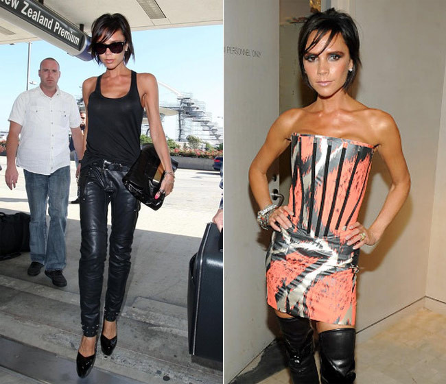 Càng nổi tiếng thân hình của Victoria Beckham lại càng gầy gò. Đây được cho là do chế độ ăn kiêng nghiêm ngặt của bà mẹ 4 con. Từ 10 năm nay, thực đơn của Vic chỉ là cá và rau, không thịt, không bánh bột, không đồ ăn vặt và đồ ngọt. Ảnh: Zimbio, NY Daily News