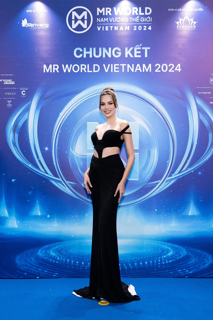 Hoa hậu Lê Hoàng Phương mặc đầm cắt xẻ táo bạo.
