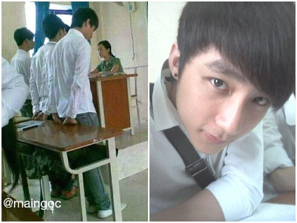 Thông qua vóc dáng, mái tóc và đặc biệt là sống mũi cao đặc trưng, cộng đồng mạng quả quyết cậu học trò đi giày trắng chính là ngôi sao làng nhạc. Ngay sau khi được chia sẻ, bức ảnh nhận được vô số bình luận hài hước của cộng đồng mạng.