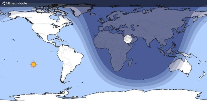 Theo trang EarthSky, căn cứ vào thuật toán và dữ liệu từ Trung tâm Thông tin khoa học Trái đất tại Đại học Columbia của Mỹ, thời điểm bóng tối tối đa xảy ra vào lúc 19h56, giờ UTC ngày 6/12 tới đây (tức 2h56 ngày 7/12 giờ Việt Nam). Khi ấy, gần 86% dân số thế giới chìm trong bóng tối.