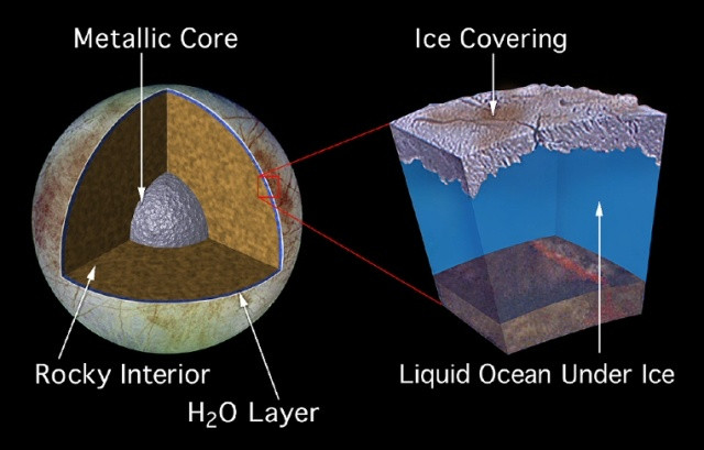 Europa là một trong 4 Mặt trăng lớn nhất của sao Mộc. Trong khi đó, Enceladus và Titan là 2 trong số các mặt trăng của sao Thổ.
