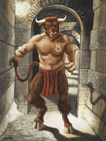 Minotaur trở thành nỗi ô nhục của vua Minos. Ông không muốn ai biết đến sự tồn tại của đứa con riêng của vợ nên giam giữ Minotaur trong một mê cung lớn bên dưới cung điện Knossos.