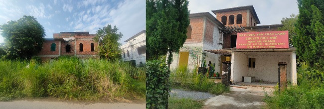 Lác đác các văn phòng tư vấn nhà đất trong khu biệt thự không còn hoạt động.