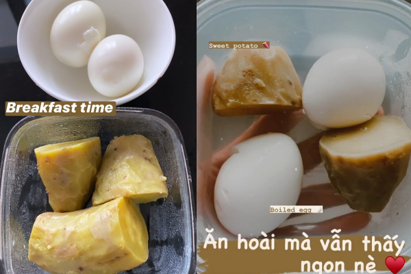 Một ngày, Võ Hoàng Yến chỉ ăn hai bữa, chủ yếu là bắp, khoai, salad và quả vú sữa. Buổi sáng, Hoàng Yến thường ăn bắp, khoai hoặc 3 quả trứng luộc chín và bỏ lòng đỏ. Đến trưa chân dài thường ăn các loại salad có nhiều chất xơ.
