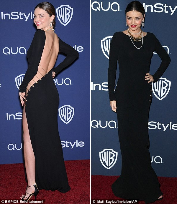 Miranda Kerr thu hút sự chú ý khi diện thiết kế táo bạo với khoảng hở lớn, kéo dài bất tận từ trên xuống dưới.