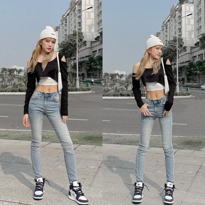Sở hữu vóc dáng thon gọn, cân đối, Thiều Bảo Trâm thường lựa chọn dáng áo ngắn hoặc váy ôm sát gợi cảm.