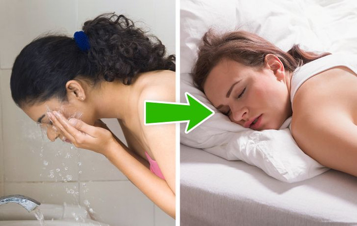 6. Rửa mặt bằng nước lạnh: Thói quen này không hề làm bạn tỉnh táo hơn mà nó kích hoạt hiện tượng được gọi là "Phản xạ lặn của động vật có vú". Phản xạ này làm giảm nhịp tim và huyết áp, giúp bạn dễ đi vào giấc ngủ.