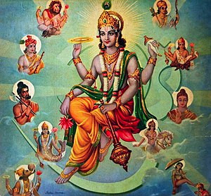 Vị thần này cùng với Shiva (Hủy diệt) và Brahma (Sáng tạo) hợp thành Trimurti (Tam thần Hindu giáo).