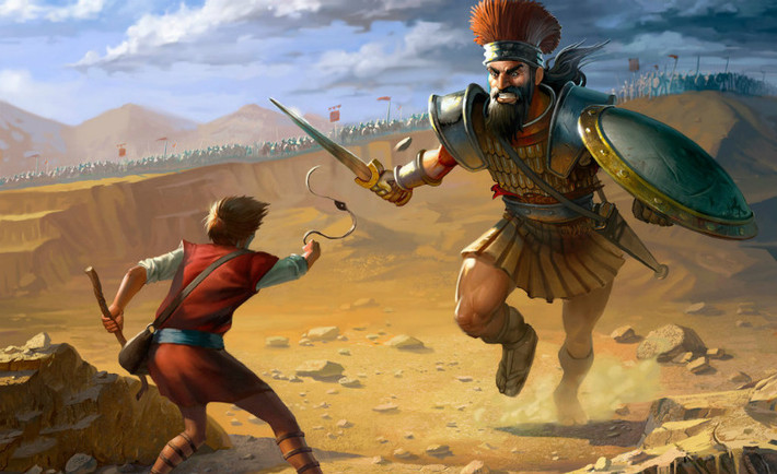 Trong truyền thuyết của người Do Thái, người khổng lồ Goliath là một dũng sĩ có cơ thể to lớn và rất mạnh.
