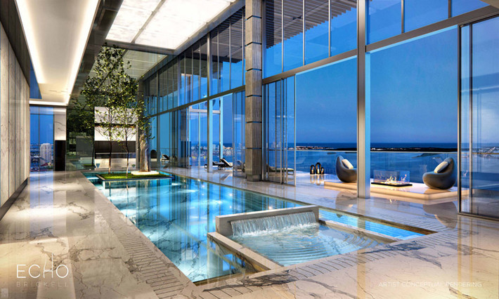 Có 3 căn penthouse trên trong tòa nhà Echo Brickell và mỗi căn đều có một hồ bơi trên ban công.