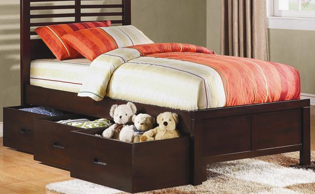 Với thiết kế giường sáng tạo này, bạn có thể lưu trữ nhiều đồ dùng một cách gọn gàng.
