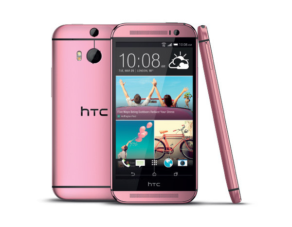 HTC One M8: Nổi bật với thiết kế vỏ nhôm khá sang trọng, HTC One M8 màu hồng là phiên bản rất tuyệt cho các bạn nữ.