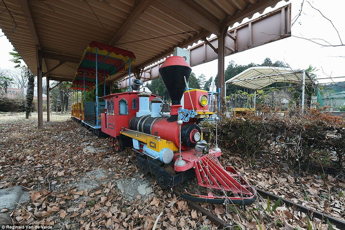 Đoàn tàu tại Western Village bị bao phủ bằng cỏ dại um tùm.