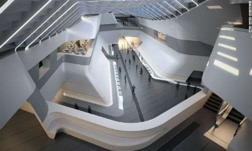 1. Ga tàu cao tốc Napoli-Afragola, Naples. Hãng Zaha Hadid Architects đang thổi hồn điêu khắc vào kiến trúc của ga tàu cao tốc Napoli-Afragola. Napoli-Afragola là dự án tàu cao tốc nối Naples và Rome của Italy. Ga tàu Napoli-Afragola giống như ánh sáng cuối đường hầm dài. Không chỉ là một ga tàu, Napoli-Afragola có nhiều không gian công cộng, vui chơi cùng nội thất trang nhã, tràn ngập ánh sáng tự nhiên. Khởi công từ năm 2003, nhưng do một số lần trì hoãn, công trình kiến trúc này sẽ mất tới gần 15 năm để hoàn thành.