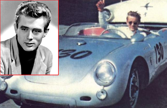 Bức ảnh chụp nam tài tử James Dean trước chuyến đi định mệnh vào năm 1955 trên chiếc Porsche 550 Spyder 550 rồi sau đó James tử nạn trên chiếc xe.