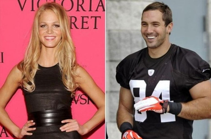 Jordan Cameron cao 1m95 và Erin Heatherton cao 1m80. Người mẫu Victoria’s Secret và cầu thủ bóng đá từng hẹn hò từ vài năm trước nhưng hiện hai người đã chia tay.