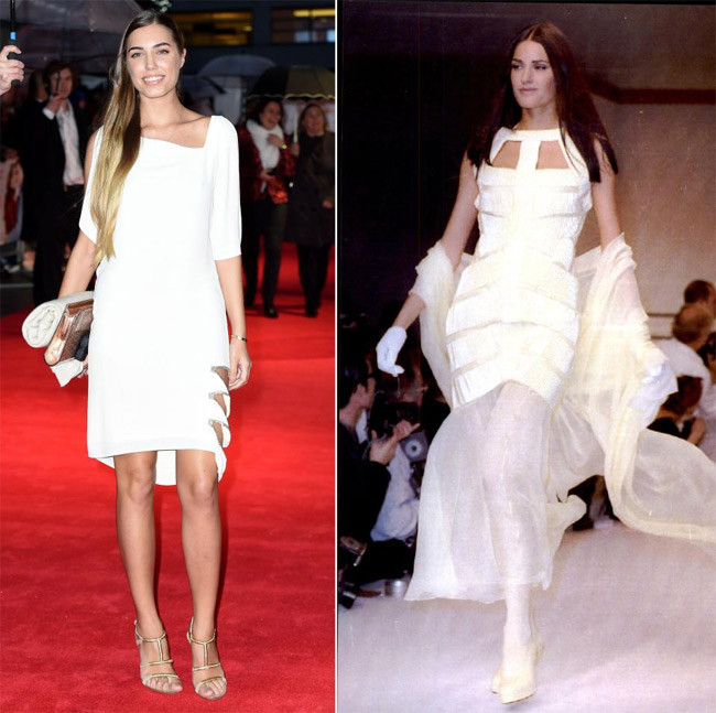 Mái tóc dài và trang phục trắng khiến hai mẹ con người mẫu Amber Le Bon khá giống nhau. (Ảnh: Rex Features)