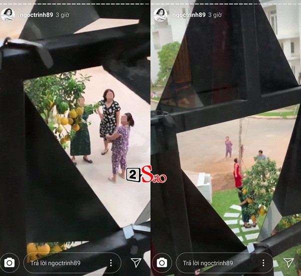 Cách đây ít giờ, Ngọc Trinh chia sẻ loạt clip trên Instagram, ghi lại cảnh những người lạ kéo đến biệt thự mới xây của cô để... chụp ảnh "tự sướng". Do khuôn viên biệt thự 800m2 không có tường ngăn hay rào chắn nên những người này tiến vào chụp ảnh khả thoải mái.