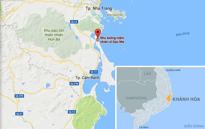 Địa điểm Khu tưởng niệm chiến sĩ Gạc Ma. Ảnh : Google Maps.