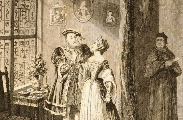 Henri VIII gặp Anne Boleyn 15 tuổi khi ông đã 37 tuổi và vợ ông khi ấy là hoàng hậu Catherine 43 tuổi. Ngay từ lần đầu nhìn thấy Boleyn, nhà vua đã say mê nàng. Do xuất thân quý tộc, Anne Boleyn kiên quyết không nhận lời làm nhân tình của vua Henry và muốn có danh phận chính thức.