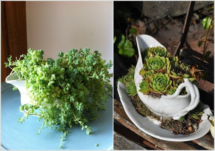Những chậu hoa xinh xắn từ vật dụng cũ vừa giúp bạn "tô điểm" ngôi nhà đẹp, vừa tiết kiệm được chi phí mua đồ trang trí.