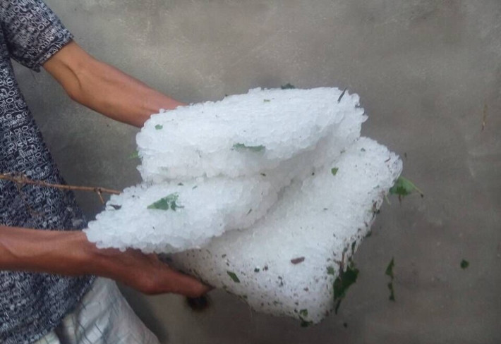 Người dân ở Tứ Xuyên, Trung Quốc đã vô cùng kinh hãi khi những cơn mưa đá trút xuống, khiếp đảm có những hạt mưa đá bằng trứng gà.