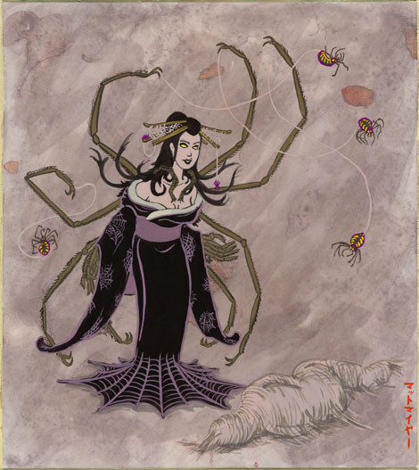 Một sinh vật kỳ bí khác là Jorogumo. Nhiều truyền thuyết về Jorogumo của Nhật Bản miêu tả sinh vật này là một con nhện sống 400 năm và biến thành yêu tinh.