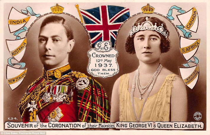 Tấm bưu thiếp in hình Vua George VI của Anh.