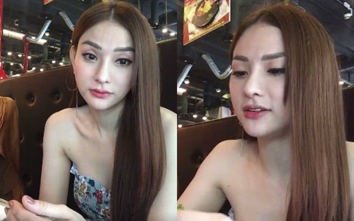 Hình ảnh cận của Thu Thủy trong clip livestream hồi giữa tháng 6. Ở góc ảnh cân có thể thấy vẻ ngoài của nữ ca sĩ hiện nay na ná các hot girl trải qua nhiều lần thẩm mỹ với gương mặt thon và mũi cao nhọn.