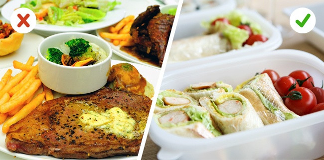Thay vì mua những hộp đồ ăn chế biến sẵn thì bạn hãy tự chuẩn bị bữa ăn cho mình.