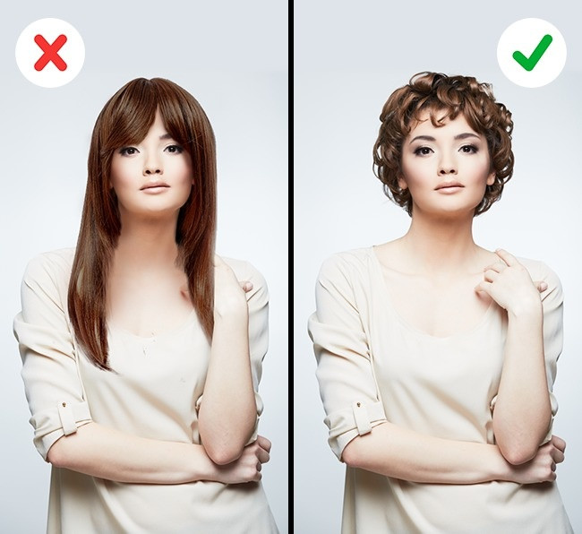 Dành ưu tiên cho các kiểu cắt tóc dài trung bình hoặc tóc bobs dài trên vai. Những mái tóc dài và thẳng thường không phù hợp với các cô gái thừa cân.