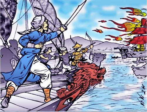 Thủy chiến Vạn Kiếp - Lục Đầu (1285): Ngày 11/2/1285, quân Nguyên chia hai đường thủy bộ theo dòng sông Thương, tấn công hàng loạt cứ điểm của ta ở Vạn Kiếp và núi Phả Lại. Trần Quốc Tuấn cho quân rút lui xuống thuyền. Trước tình hình đó, vua Trần tung thêm lực lượng dự bị ở Thăng Long với quân số khoảng 100.000 người cùng 1.000 chiến thuyền đến cửa Đại Than, nơi sông Đuống đổ ra sông Lục Đầu để trợ chiến cho Trần Hưng Đạo. Một trận thủy chiến ác liệt diễn ra ngay trên sông Lục Đầu. Trận đánh này đã góp công lớn giúp quân dân nhà Trần chặn được thế tiến công của giặc Mông - Nguyên.