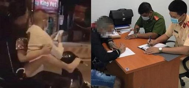 Kết đắng của đôi nam nữ điều khiển xe máy bằng... chân. Phòng CSGTCông an TP Hà Nội vừa xử phạt L.H.C (SN 1998; trú tại Sen Phương, Phúc Thọ, Hà Nội) 9,2 triệu đồng về hành vi điều khiển xe không có gương chiếu hậu bên trái người điều khiển; không đội mũ bảo hiểm; buông cả 2 tay khi đang điều khiển xe; đang điều khiển xe sử dụng điện thoại di động... Trước đó, khoảng 22h30 ngày 9/ 7, tại QL32, thị trấn Phúc Thọ, anh C vừa đi xe máy vừa sử dụng điện thoại, để bạn gái ngồi phía sau điều khiển tay lái bằng chân. Vụ việc được người dân quay lại clip.