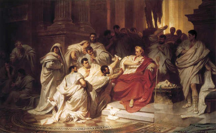 60 thượng nghị sĩ La Mã tự nhận là Liberators (phe tự do) do Gaius Cassius Longinus và Marcus Junius Brutus cầm đầu đã cùng thực hiện vụ ám sát Julius Caesar.