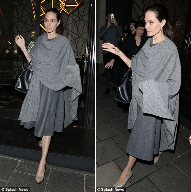 Nhìn hình hài của bà mẹ sáu con , các chuyên gia dinh dưỡng ước lượng Angelina Jolie chỉ nặng 35kg.