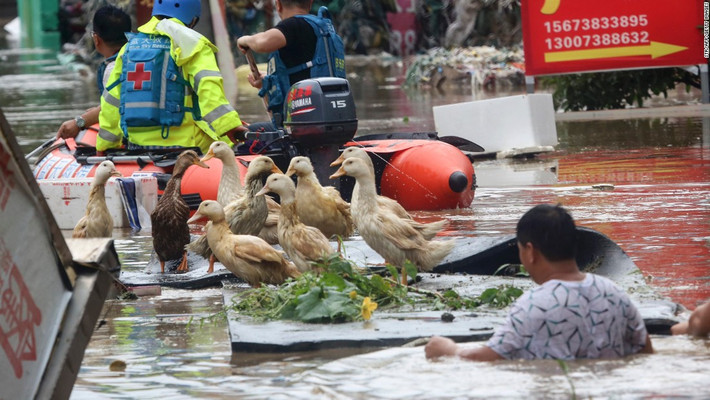 Trận lũ lụt kinh hoàng ở Trung Quốc vào tháng 7 vừa qua đã gây ra những thiệt hại nặng nề và gần 90 người thiệt mạng hoặc mất tích. Một người dân làng Shilong ở tỉnh Hồ Nam cho biết: "Đường bị tắc nghẽn, cột điện bị đổ, nước bị ô nhiễm, không có tín hiệu điện thoại, người cao tuổi và trẻ em đang chờ thức ăn cứu đói”. Ảnh: CNN.