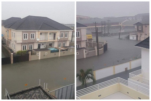Các vùng ngoại ô của Lekki và Victoria ở Lagos cũng bị ngập lụt sau những đợt mưa kéo dài. Hệ thống thoát nước kém và quy hoạch đô thị không đầy đủ trong thành phố đã bị đổ lỗi cho lũ lụt. Ảnh: Twitter.