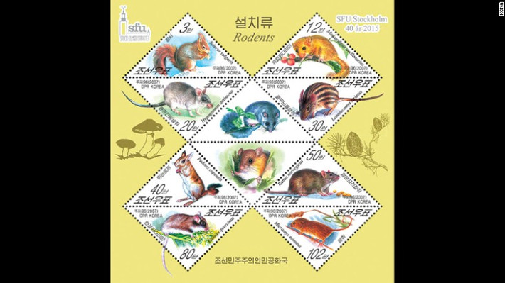 Tuy nhiên, hình ảnh khiêu khích Mỹ chỉ là một phần nhỏ trong bộ sưu tập tem kỳ quái của Triều Tiên. Trước đây, vào những năm 1970, Triều Tiên thường xuyên phát hành những con tem in hình các loài động vật, trong đó chó, mèo và cả chuột nữa.