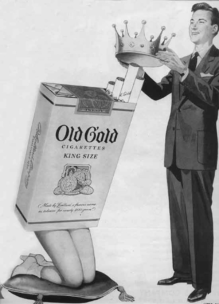 Old Gold đã dùng phụ nữ để bán thuốc lá trong quảng cáo này.