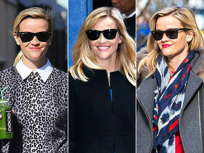 Chiếc kính Ray-Ban giá 155 USD được Reese Witherspoon yêu thích không chỉ vì nó hợp với khuôn mặt cô mà còn bởi nó giúp cô tránh được paparazzi rất hiệu quả.