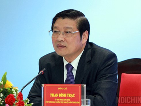 Ông Phan Đình Trạc, Uỷ viên Bộ Chính trị, Trưởng Ban Nội chính Trung ương.