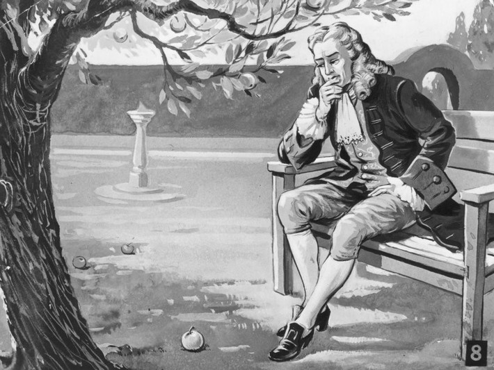 Isaac Newton phát hiện ra lực hấp dẫn khi bị quả táo rơi trúng đầu: Sự thật là quả táo đã không rơi trúng đầu Newton. Ông bắt đầu suy nghĩ và đưa ra giả thuyết về lực hấp dẫn khi nhìn thấy một quả táo rơi từ trên cây xuống. Câu chuyện này được ghi lại trong hồi ký của chính Newton.