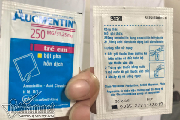 Mới đây, bệnh viện Nhi TƯ bị anh Đỗ Bá K. ở Hà Đông, Hà Nội phản ánh bác sĩ cho con gái anh uống thuốc kháng sinh Augmentin đã hết hạn gần 1 tháng. Khi được gia đình phản ánh, anh K. nhận được giải thích rằng: “Có thể do nhầm lẫn”. Ảnh: Vietnamnet.