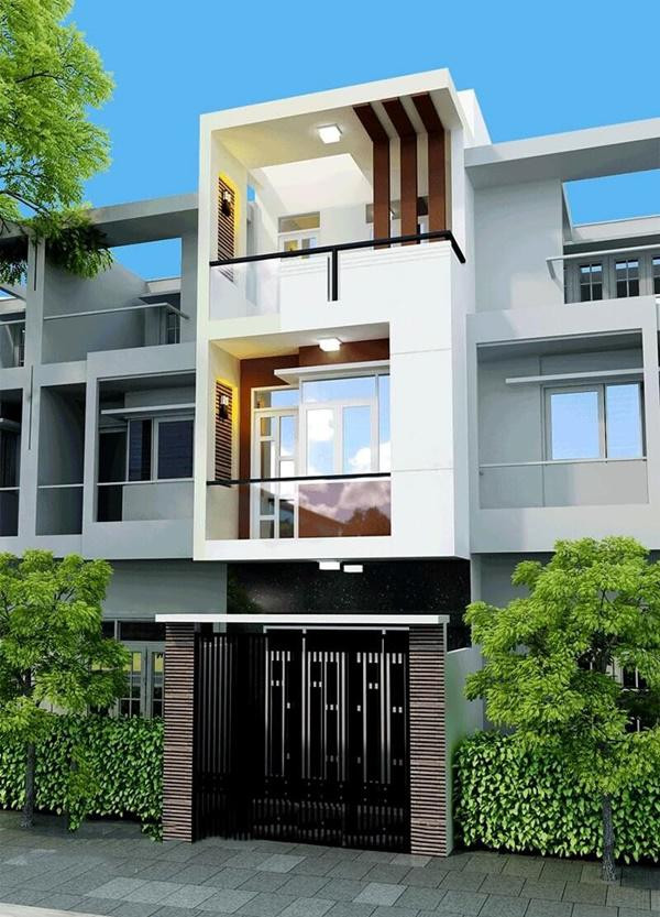Mẫu số 7: Kiểu nhà phố được yêu thích nhất. Đây là một mẫu nhà phố điển hình được yêu thích nhất năm 2018 với thiết kế hiện đại từ các đường khối vuông vức nhưng không bị cứng nhắc mà vẫn mềm mại.