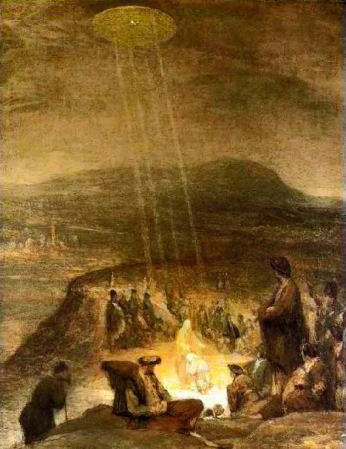 Bức tranh “Lễ rửa tội của Thiên Chúa” của họa sĩ Aert De Gelder vẽ năm 1710 được nhiều người biết đến. Tác phẩm hội họa này cũng được cho là bằng chứng về UFO.