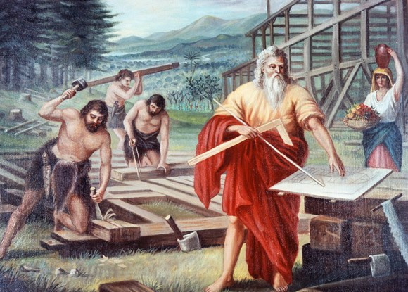 Tuy nhiên, Người lại cứu Noah - người có đạo đức tốt đẹp trong số bao người độc ác và mưu mô. Chính vì điều này, Chúa đã dạy Noah cách đóng một con thuyền lớn để tự cứu bản thân, gia đình và những người khác cũng như vô số loài vật. Noah cũng dự trữ nhiều nhu yếu phẩm trên tàu.