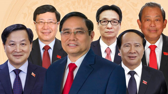 5 Phó Thủ tướng hiện nay gồm các ông: Trương Hoà Bình, Phạm Bình Minh, Lê Minh Khái, Vũ Đức Đam, Lê Văn Thành. (Ảnh: Công lý)