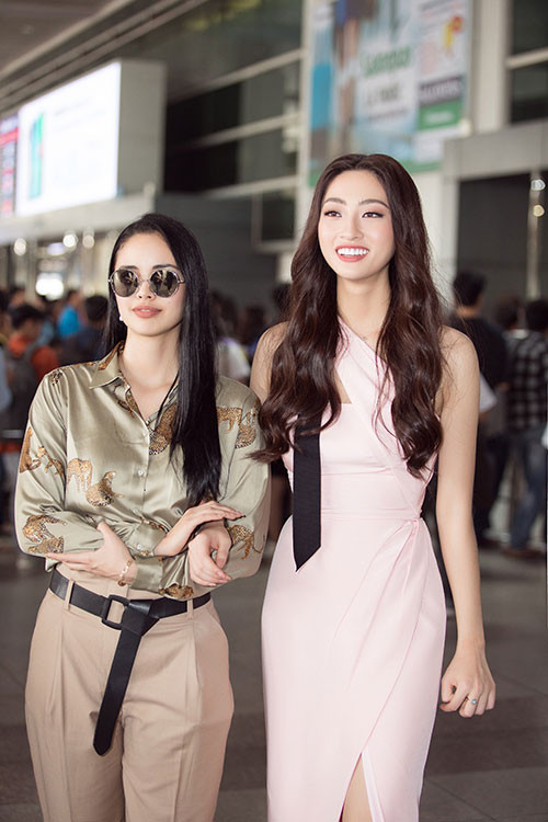 Hoa hậu Thế giới Megan Young khoe sắc bên Hoa hậu Lương Thùy Linh.